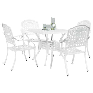 Gartentisch Set 5-teilig Weiß Gussaluminium