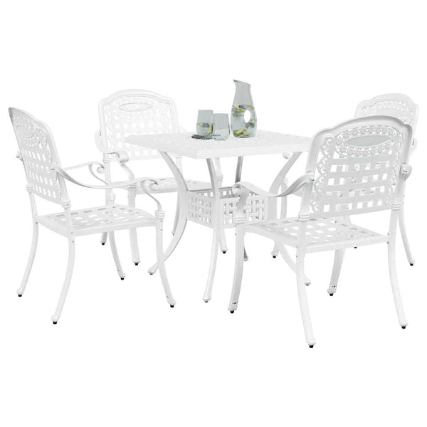 Gartentisch Set 5-teilig Weiß Gussaluminium