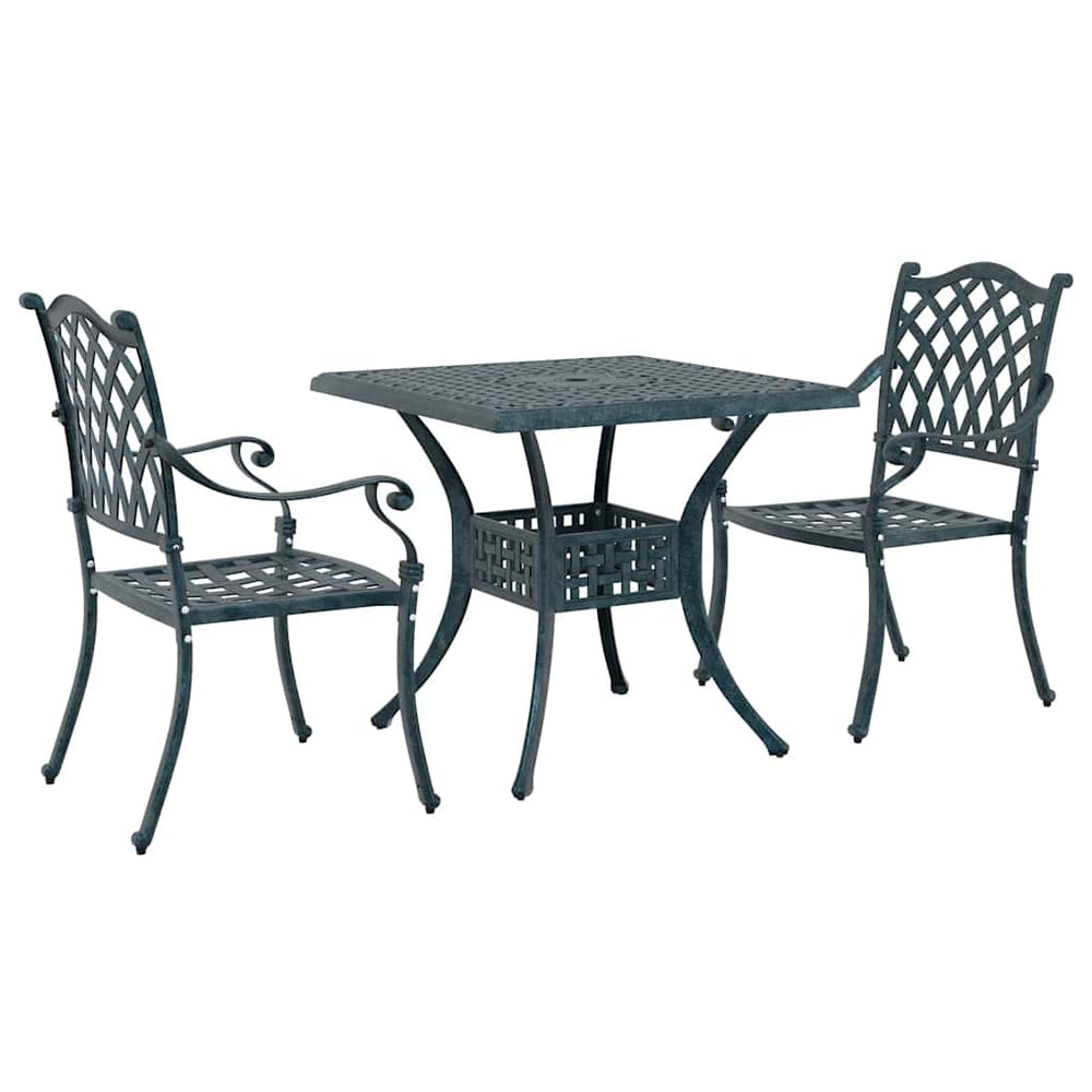 Gartentisch Set Grün Gussaluminium 3-teilig
