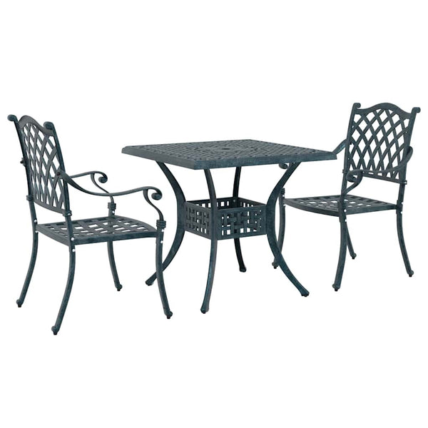Gartentisch Set Grün Gussaluminium 3-teilig