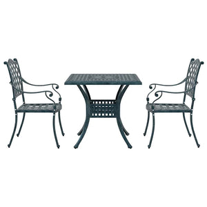 Gartentisch Set Grün Gussaluminium 3-teilig