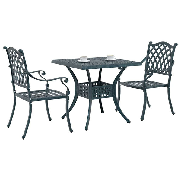 Gartentisch Set Grün Gussaluminium 3-teilig