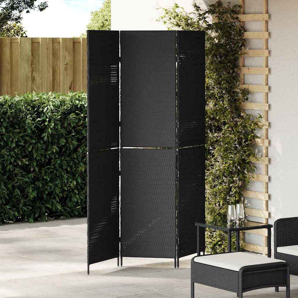 Schwarzer Raumteiler Poly-Rattan 146x180 cm