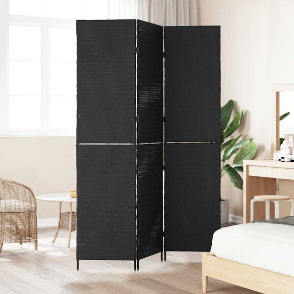 Schwarzer Raumteiler Poly-Rattan 146x180 cm