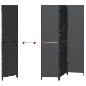 Schwarzer Raumteiler Poly-Rattan 146x180 cm