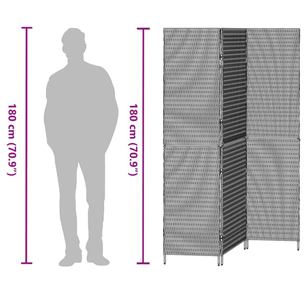 Schwarzer Raumteiler Poly-Rattan 146x180 cm