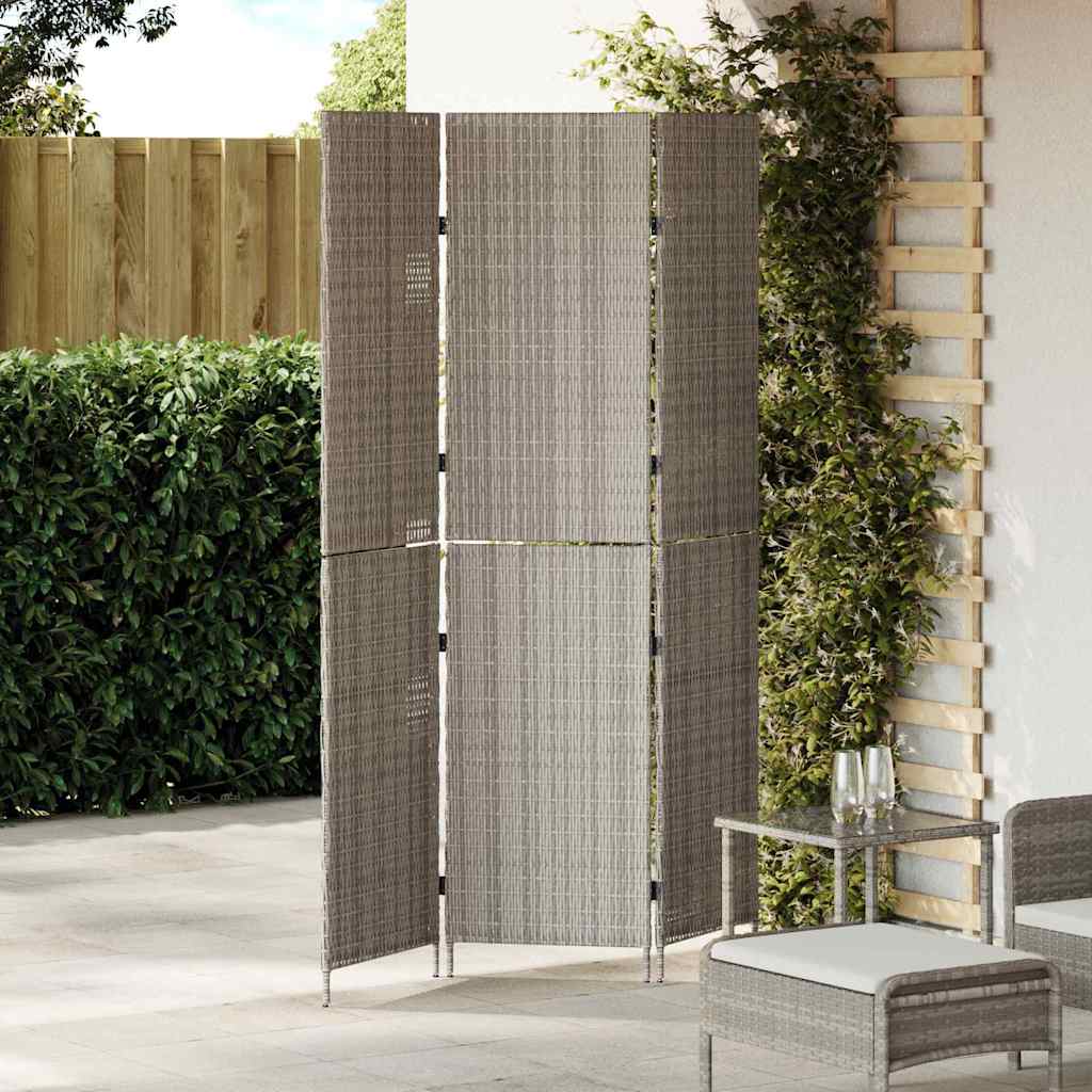 Grauer Raumteiler 146x180cm Poly-Rattan