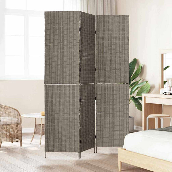 Grauer Raumteiler 146x180cm Poly-Rattan