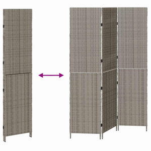 Grauer Raumteiler 146x180cm Poly-Rattan
