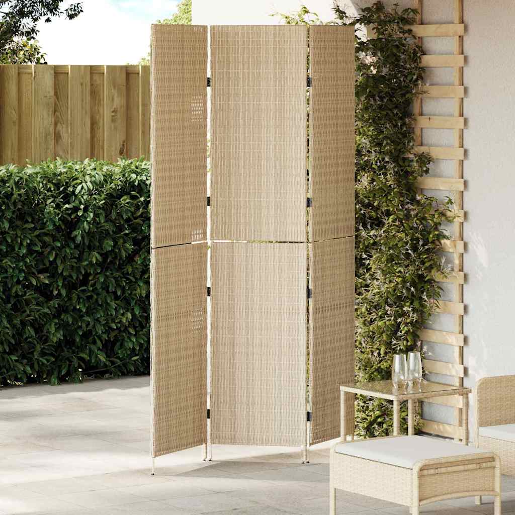 Beiger Raumteiler Poly-Rattan 147x180cm