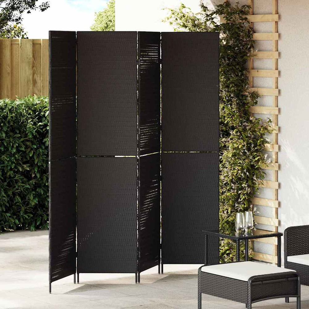 Schwarzer Raumteiler Poly-Rattan 195x180cm