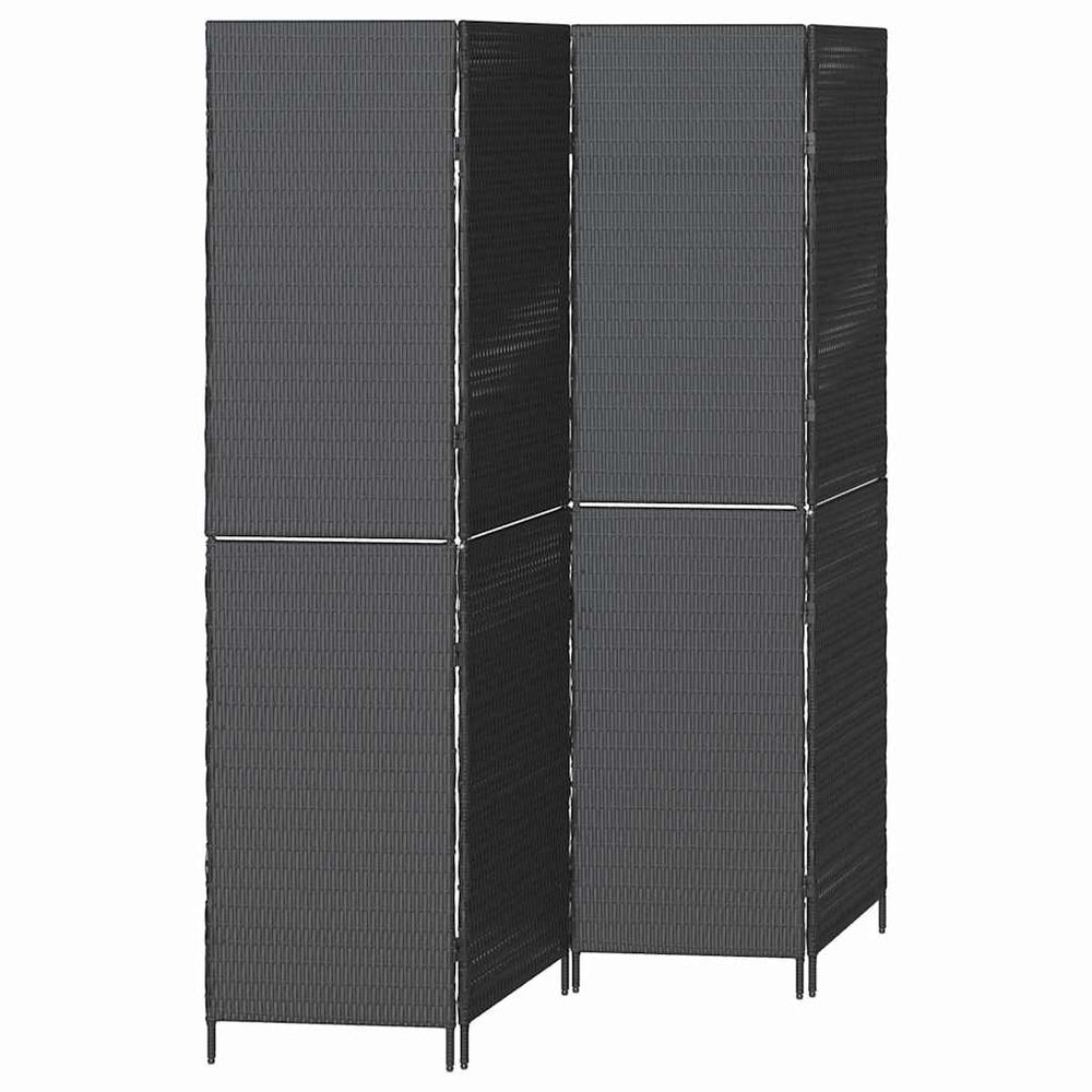 Schwarzer Raumteiler Poly-Rattan 195x180cm