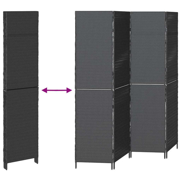 Schwarzer Raumteiler Poly-Rattan 195x180cm