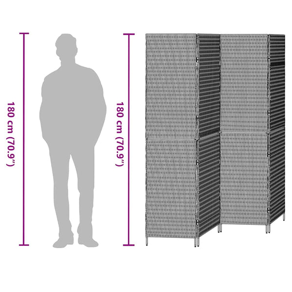 Schwarzer Raumteiler Poly-Rattan 195x180cm