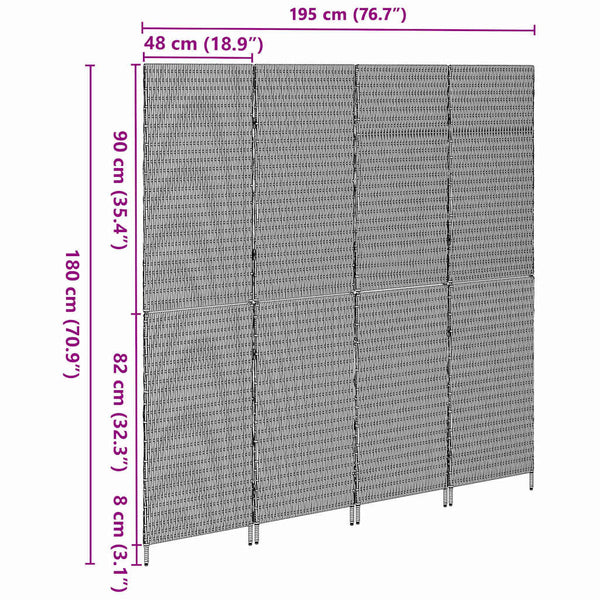 Braun Poly-Rattan Raumteiler 195x180 cm