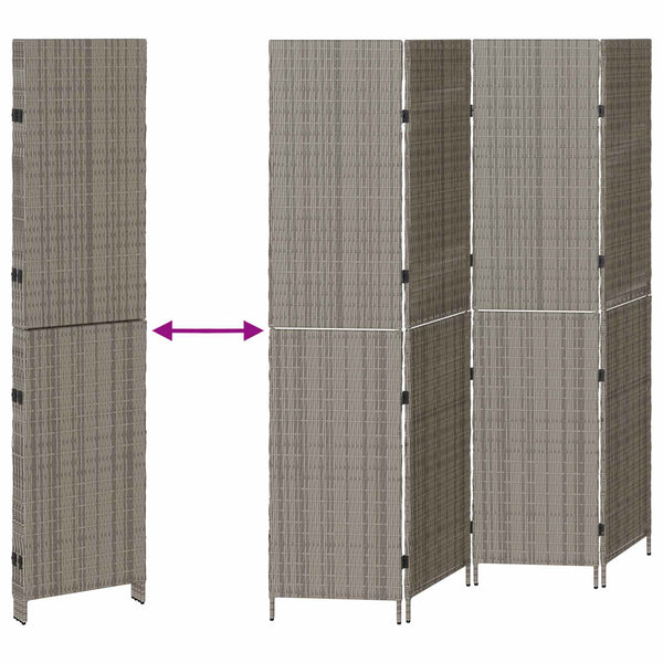 Grauer Raumteiler Poly-Rattan 195x180cm