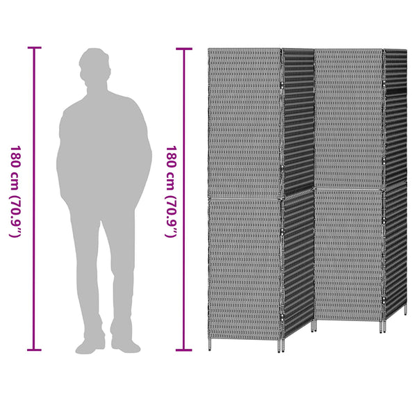 Grauer Raumteiler Poly-Rattan 195x180cm