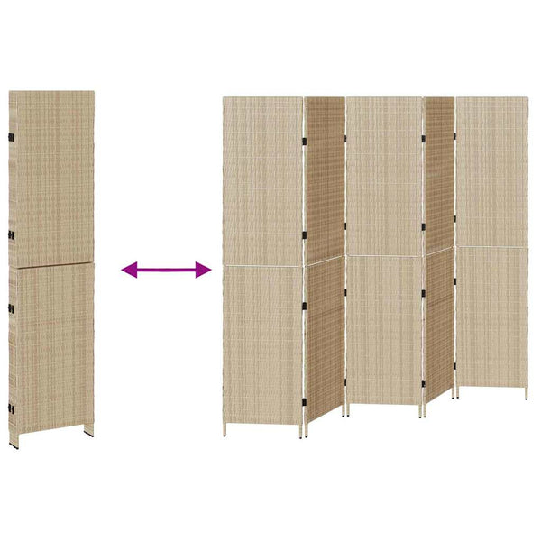 Beiger Raumteiler Poly-Rattan 242x180cm