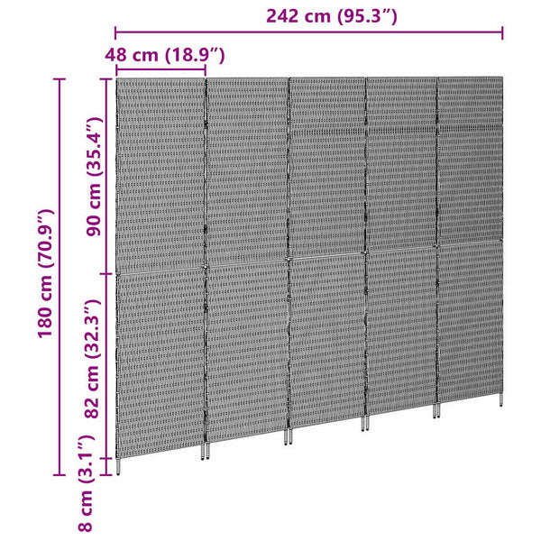 Beiger Raumteiler Poly-Rattan 242x180cm