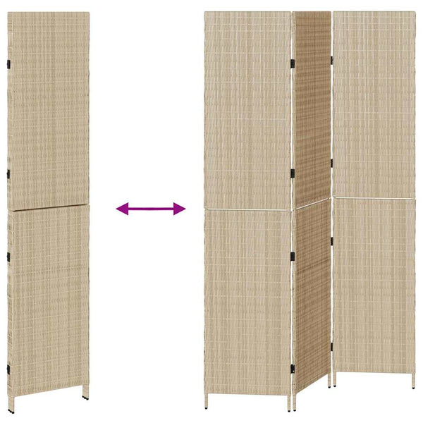 Beiger Raumteiler Poly-Rattan 146x200cm