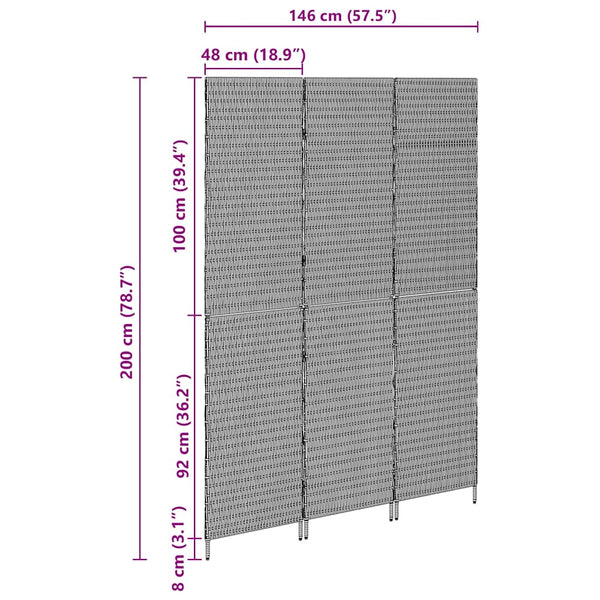 Beiger Raumteiler Poly-Rattan 146x200cm