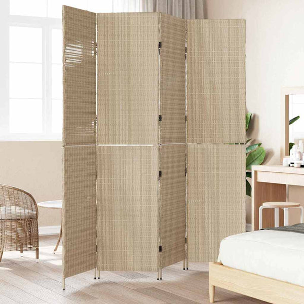 Beiger Raumteiler Poly-Rattan 195x180cm