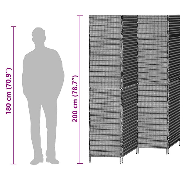 Beiger Raumteiler Poly-Rattan 195x180cm