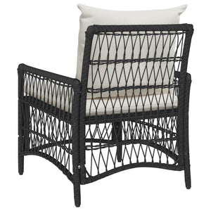 Gartenstuhl Schwarz mit Kissen Poly-Rattan