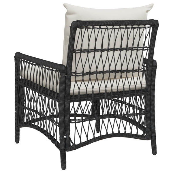 Gartenstuhl Schwarz mit Kissen Poly-Rattan