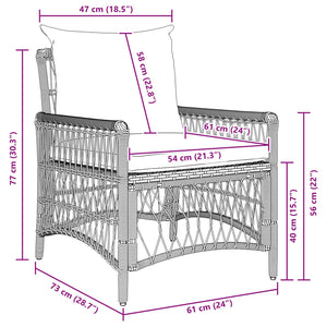 Gartenstuhl Schwarz mit Kissen Poly-Rattan