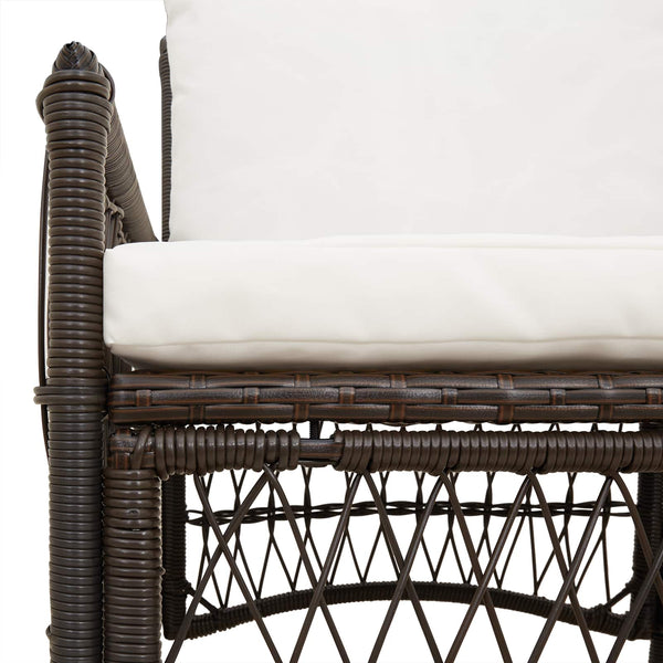 Gartenstuhl Braun mit Kissen Poly-Rattan