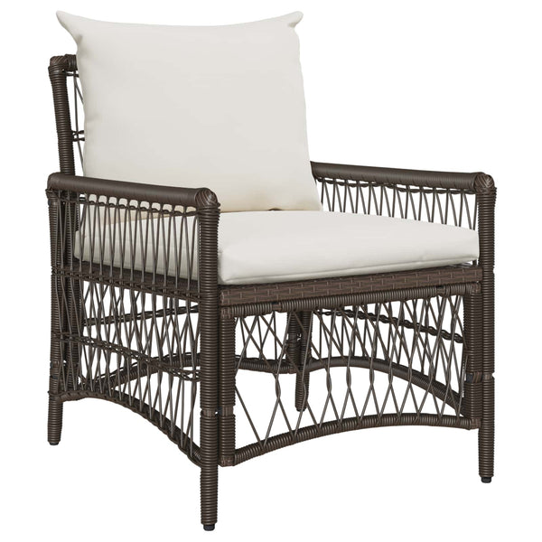 Gartenstuhl Braun mit Kissen Poly-Rattan