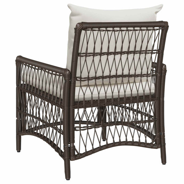 Gartenstuhl Braun mit Kissen Poly-Rattan
