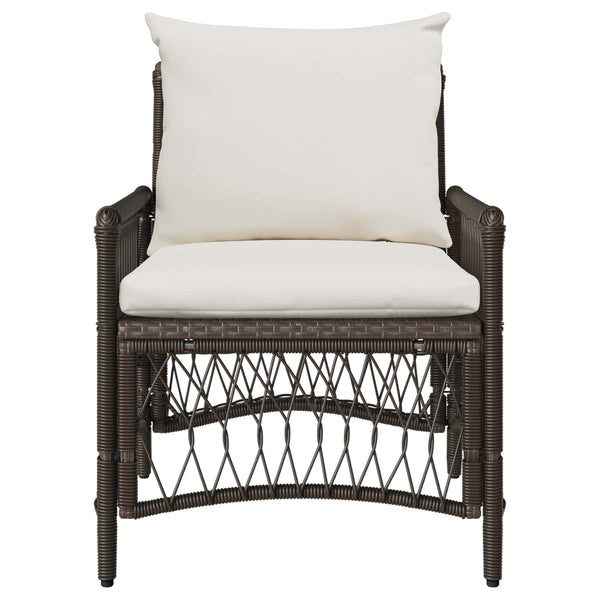 Gartenstuhl Braun mit Kissen Poly-Rattan