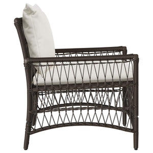 Gartenstuhl Braun mit Kissen Poly-Rattan