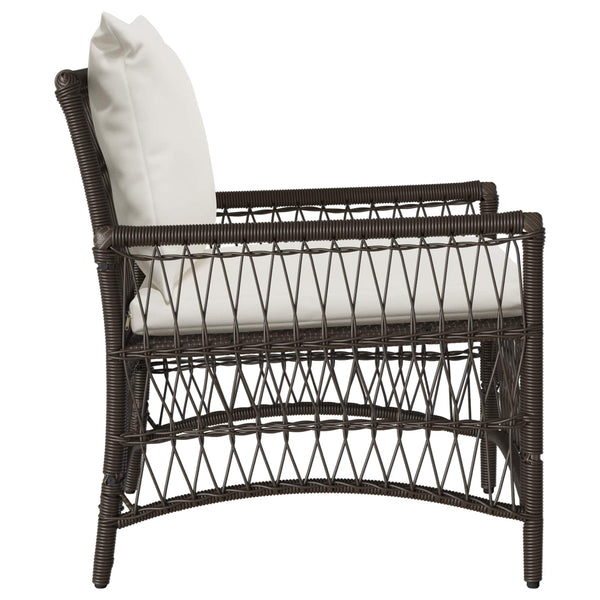 Gartenstuhl Braun mit Kissen Poly-Rattan