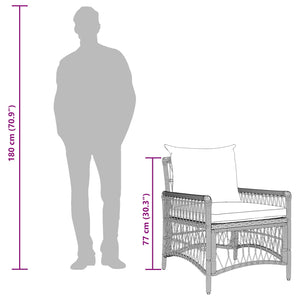 Gartenstuhl Braun mit Kissen Poly-Rattan