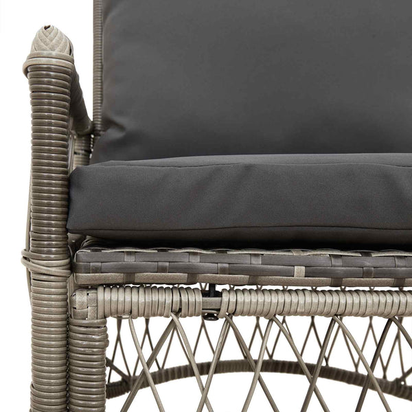 Gartenstuhl Grau mit Kissen Poly-Rattan