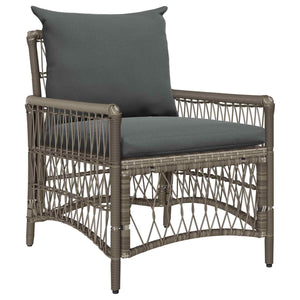 Gartenstuhl Grau mit Kissen Poly-Rattan