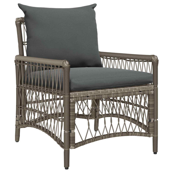 Gartenstuhl Grau mit Kissen Poly-Rattan