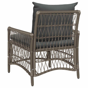 Gartenstuhl Grau mit Kissen Poly-Rattan