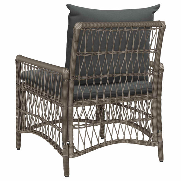 Gartenstuhl Grau mit Kissen Poly-Rattan