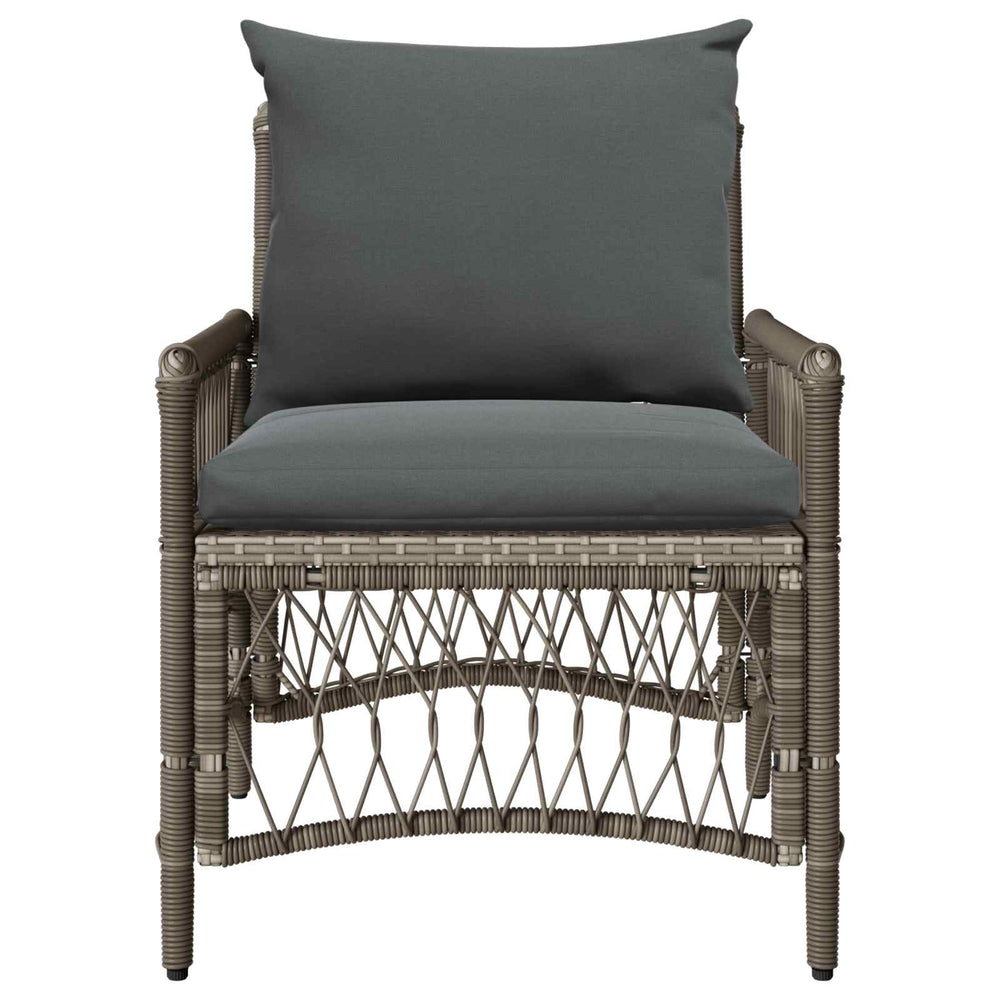 Gartenstuhl Grau mit Kissen Poly-Rattan