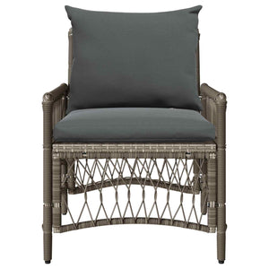 Gartenstuhl Grau mit Kissen Poly-Rattan