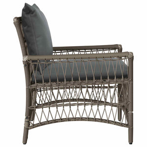 Gartenstuhl Grau mit Kissen Poly-Rattan