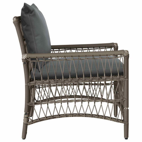 Gartenstuhl Grau mit Kissen Poly-Rattan