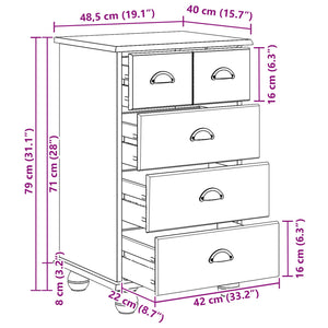 Weiße Schubladenkommode ASKIM, 79 cm hoch