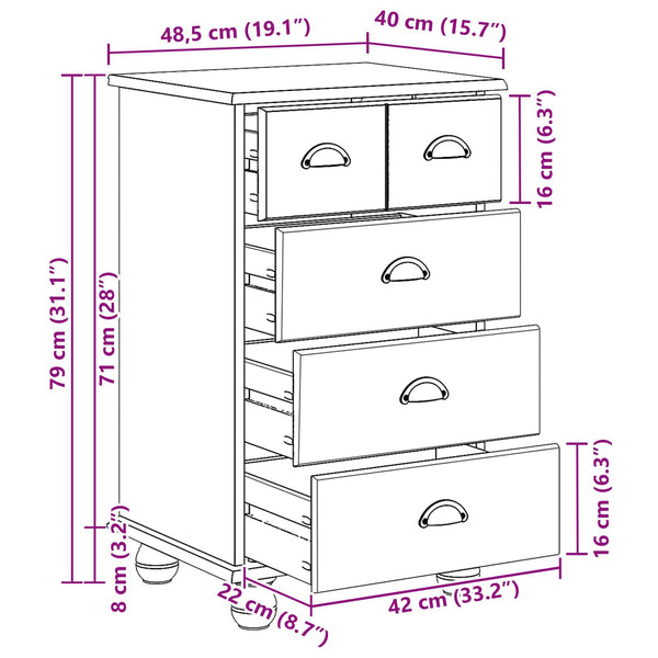 Weiße Schubladenkommode ASKIM, 79 cm hoch