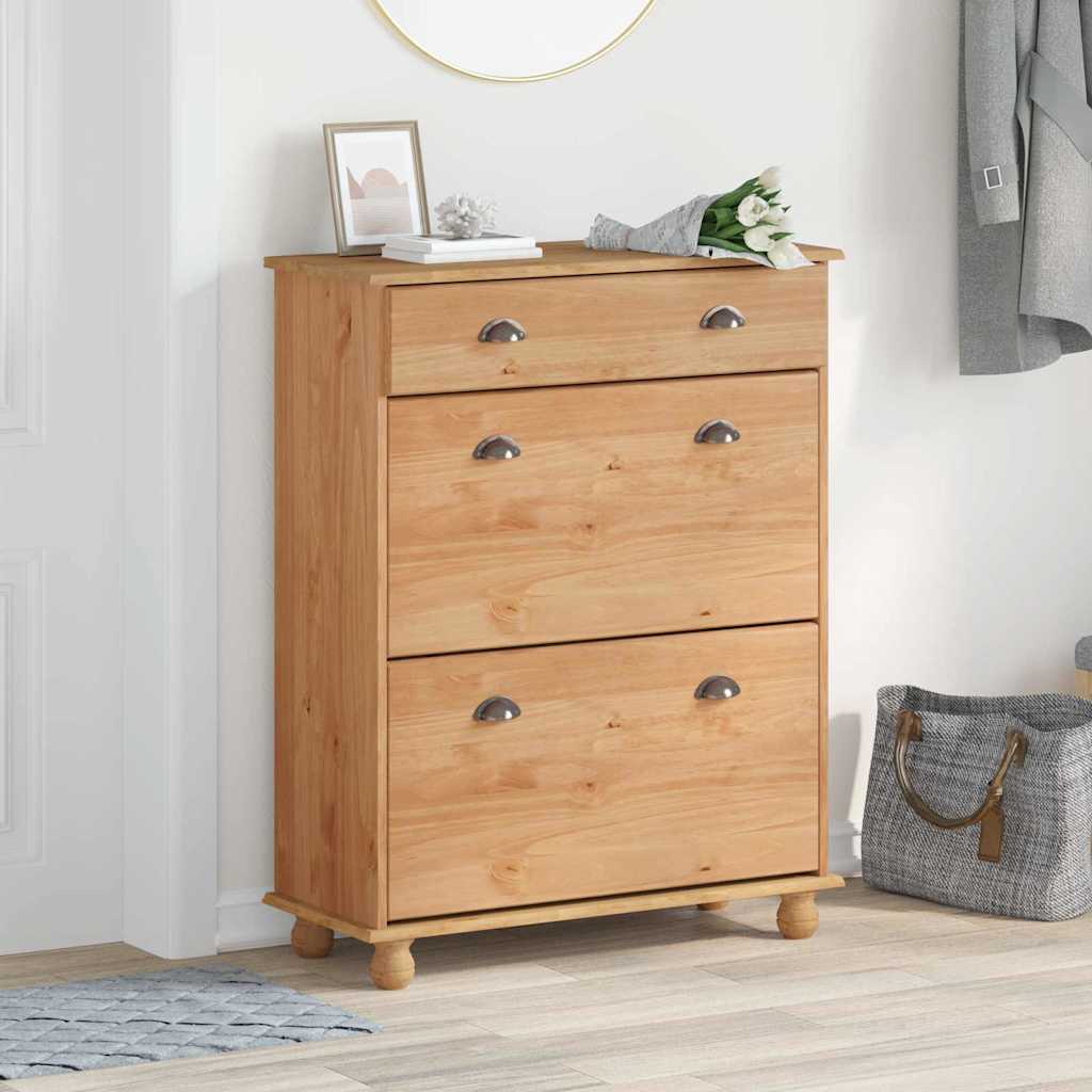 Schuhschrank Kiefer Massivholz Braun 85x108cm