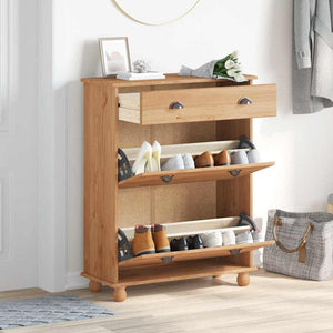 Schuhschrank Kiefer Massivholz Braun 85x108cm